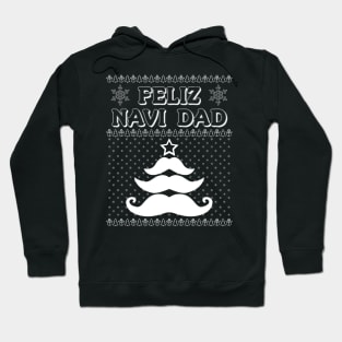 Feliz Navi Dad Joke Mustache Tree Ugly Christmas Style Pun Hoodie